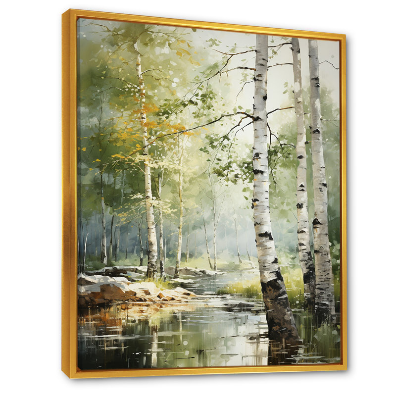 «Tranquil Shadows Green Forest III», reproduction sur toile, H 32 po x l 24 po x P 1 po, Cadre flottant doré