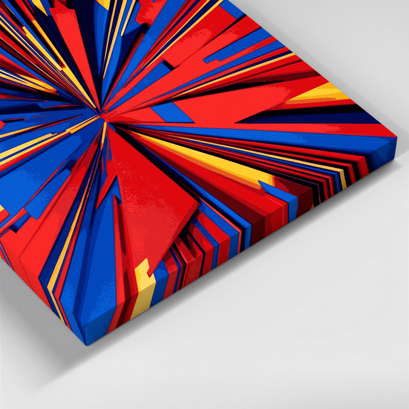 «Geometric Abstraction 51», art mural sur toile bleue, 11" H x 14" W