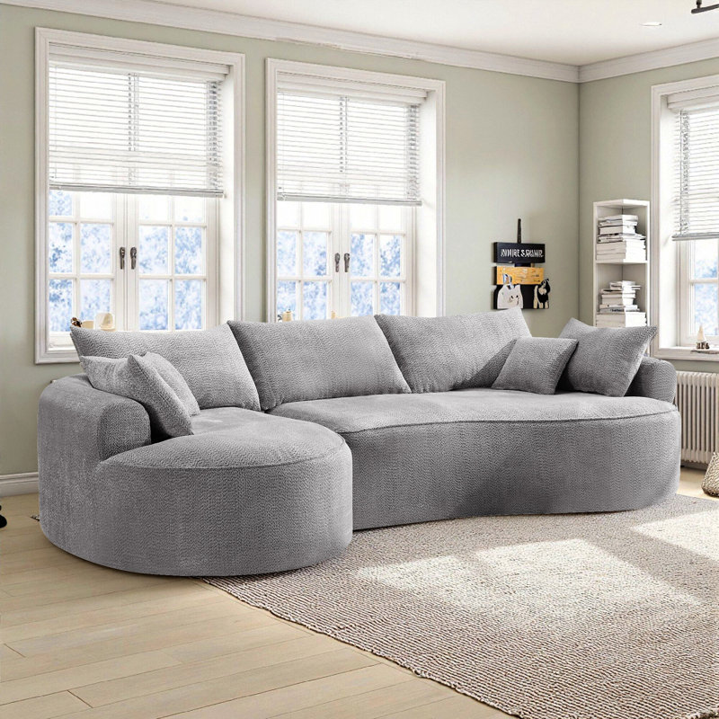Boneless 124.5" Curved Modular Sectional Sofa, Large L-shaped Floor Couch, No Assembly Required & Boxed Delivery,easy-clean, Includes 4 Pillows,modern Design