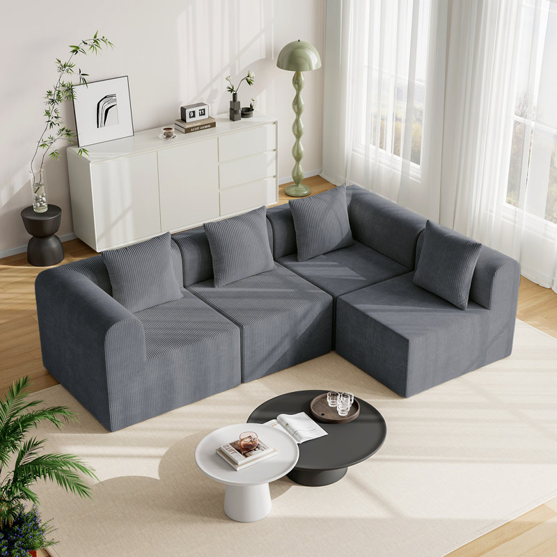 Boneless Celiot 4 - Piece Upholstered Sectional, Gray