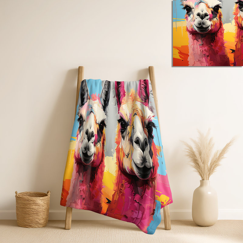 Couverture colorée et charmante Popart Alpacas
