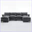 Canapé modulaire, canapé modulaire réversible 6 places avec 2 repose-pieds gris foncé | Gris foncé | Bois et tissu-405138294