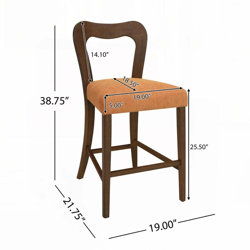 Tabouret de comptoir en bois massif, tabourets de bar, Noyer, Caramel