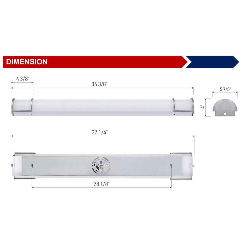 36 lumières de meuble-lavabo à DEL 36 po 30 W 120 V 3 000/4 000/5 000 K finition nickel brossé réglable