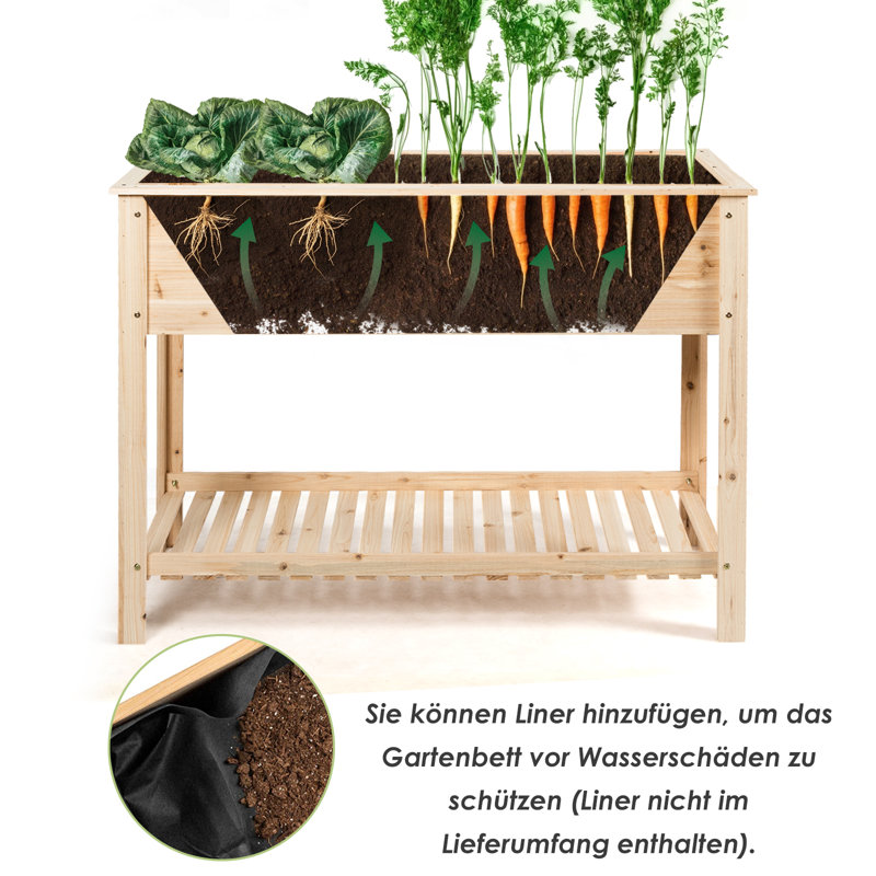 Wood Elevated Planter, 90cm H x 120cm W x 55cm D