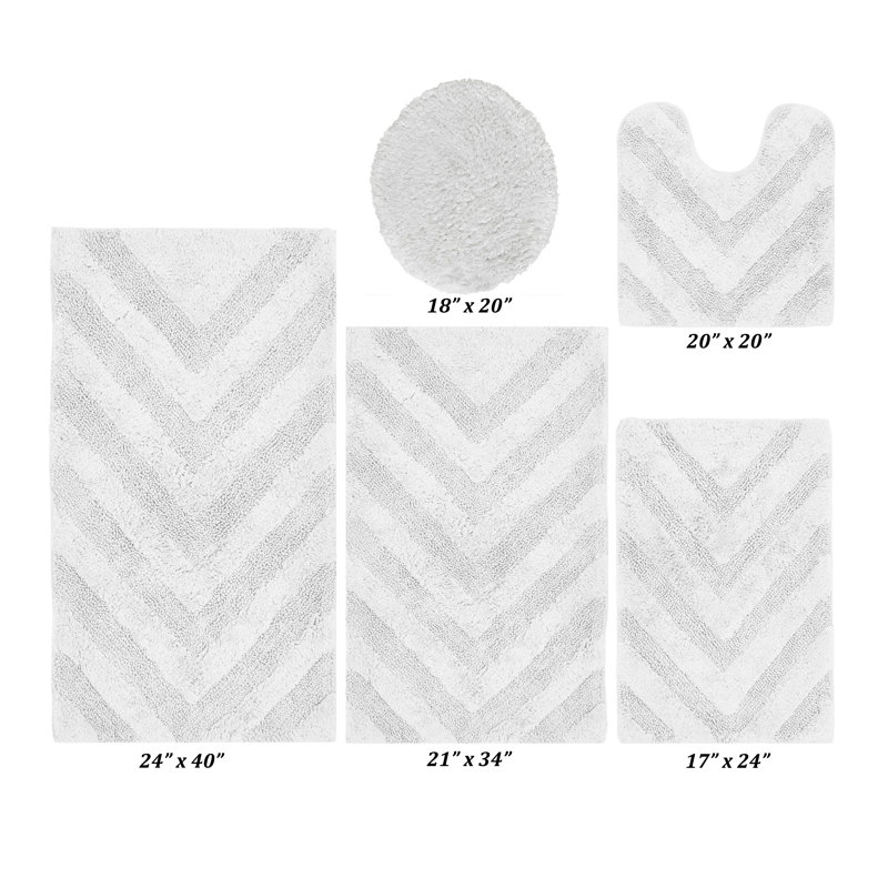 Ensemble de tapis pour salle de bain 6 pièces Annaclara Premium 100% coton 1990 GSM, Blanc