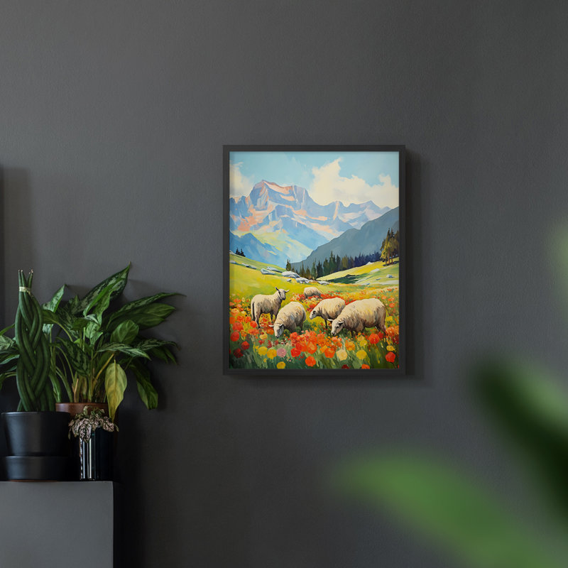 Paysages série CCXLI - reproduction encadrée de qualité supérieure - prête à être accrochée - aucun clou requis, Noir