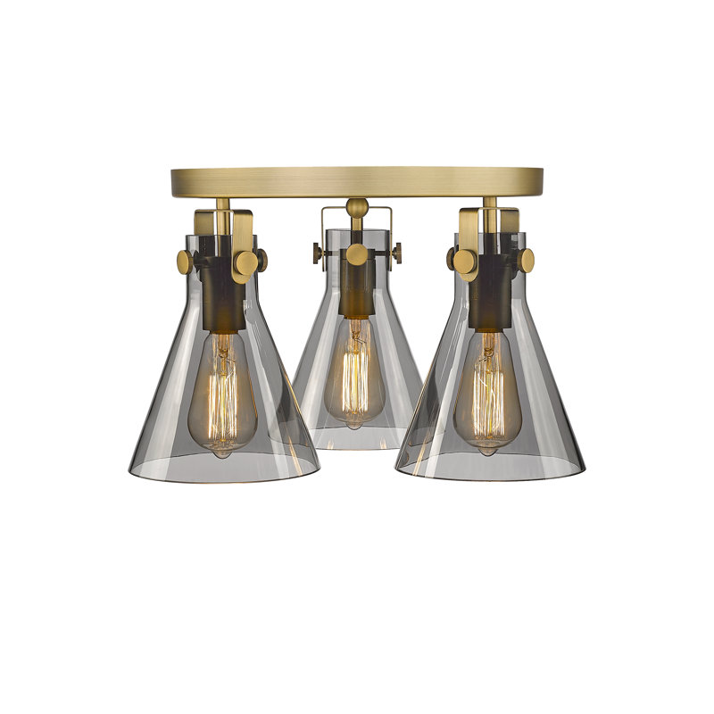 Skokie Glass Semi Flush Mount, Brushed Brass, Plated Smoke