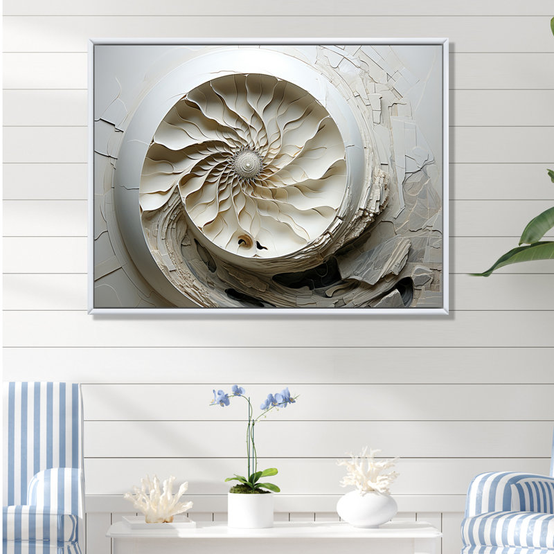 " Abstract Snails Nautilus II ", Gold Picture Framed, 30" H x 40" W