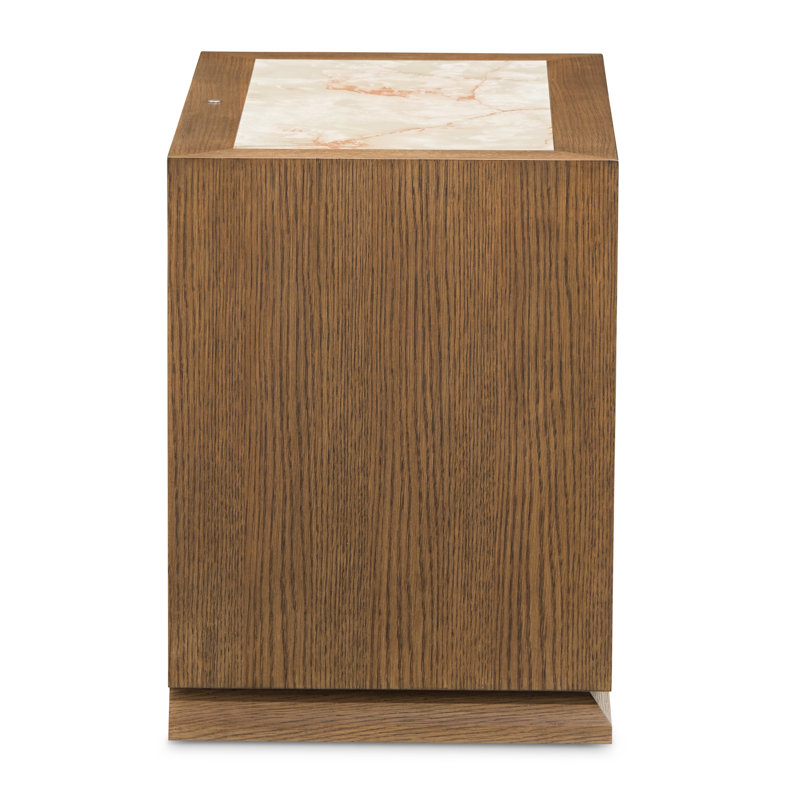 Portrait 2-Drawer Nightstand With LED Lights - Sienna Brown