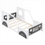 Lit plateforme en pin massif avec finition blanche en forme de voiture classique avec roues décoratives pour chambre d'enfant