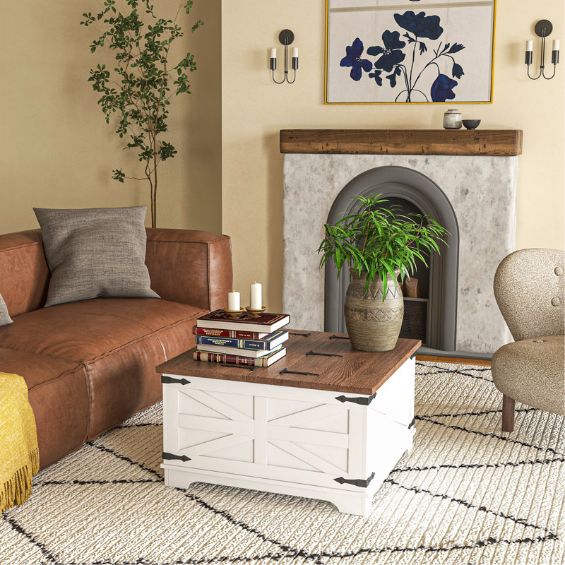 Table basse avec rangement Farmhouse, Blanc