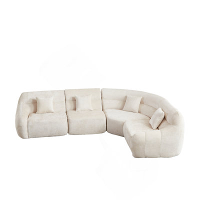 Boneless 123.2-Inch Modern Luxury Curved Corner Sectional Sofa With High-Back Design And Modular Cloud Comfort.