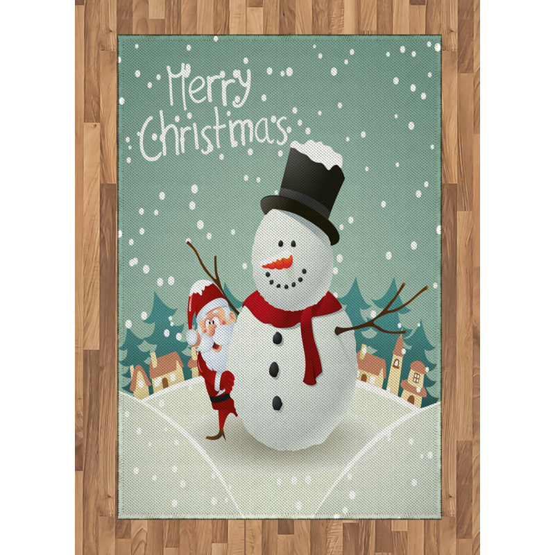 Tapis décoratif à fibres longues haute densité en polyester et coton style Noël, Rectangle— 4 pi x 5 pi 8 po