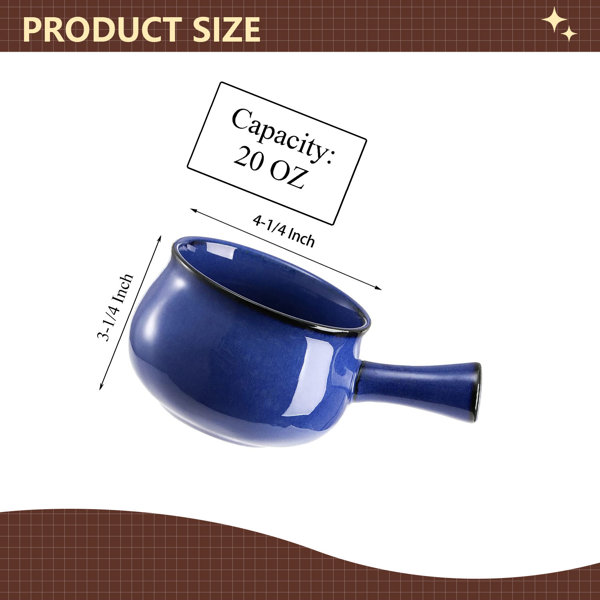 Hoilse Ceramic Soup Bowls with Handle and Vented Lid