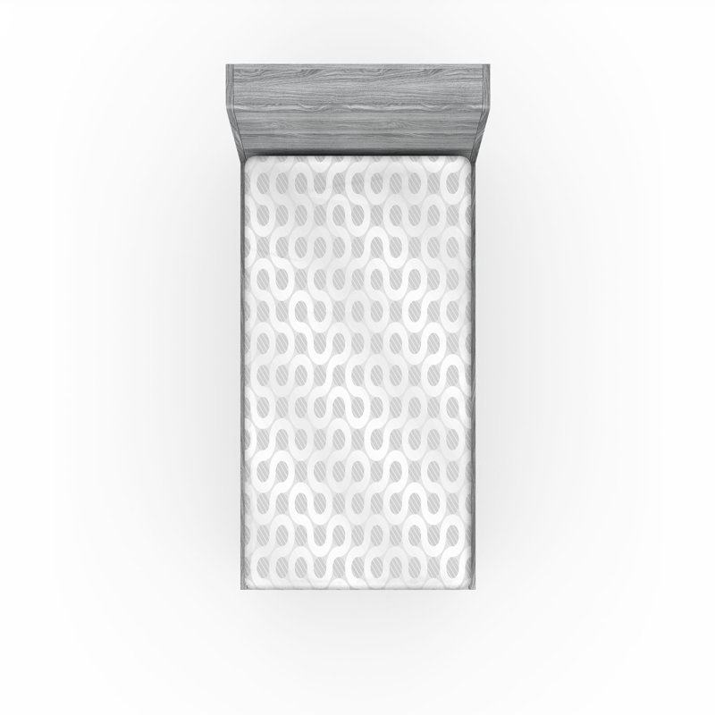 Drap-housse orange Ambesonne, Drap-housse de taille simple, Abstrait - gris / blanc