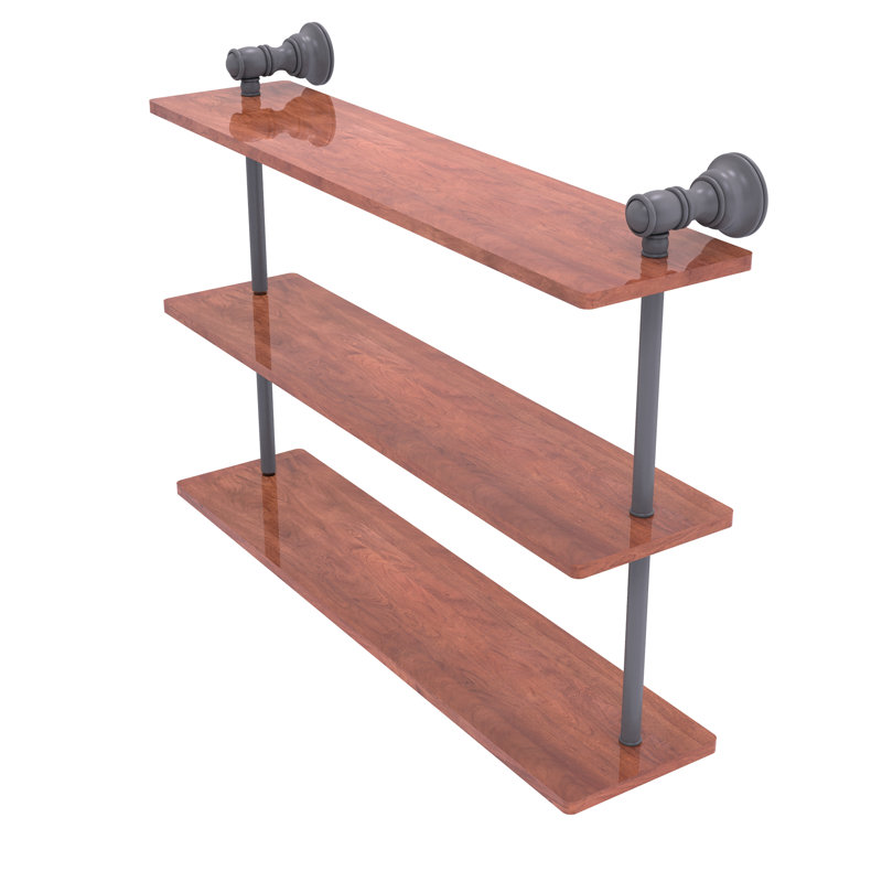 Étagère murale en bois triple Freyja, Gris mat, H 16 po x l 22 po x P 5,54 po