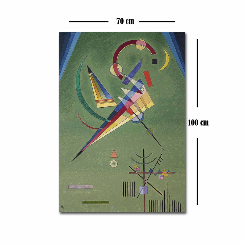 Superbe peinture décorative sur toile - «IV - The Pyramid» de Kandinsky | 100% toile de suède, 27,6 po x 39,4 po | Cadre 100% durable en bois, épaisseur: 1,2 po | Parfait pour rehausser la décoration intérieure et les collectionneurs d'art