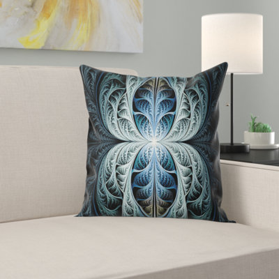 Glowing Blue Fabulous Fractal Art - Abstract Printed Pillow