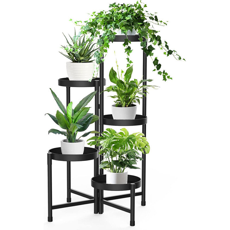 Latitude Run Tier Metal Plant Stand For Indoor Outdoor Foldable Corner Tall Plant Shelf For