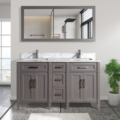Ensemble de meuble-lavabo double 60 po avec miroir Monadnock