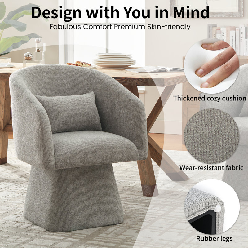 Upholstered Swivel Barrel Dining Chairs, Gray
