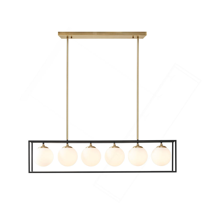 Lustre linéaire en verre givré 6 lumières