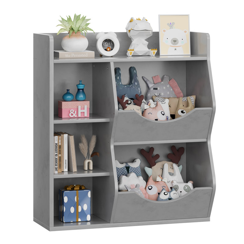 36cm H X 31.9cm W Solid Wood Toy Storage Kids Bookcase, Grey