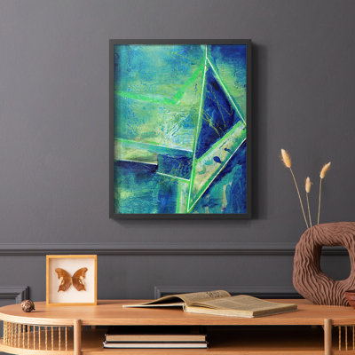 «Geometric in Cool II», reproduction encadrée - bois massif