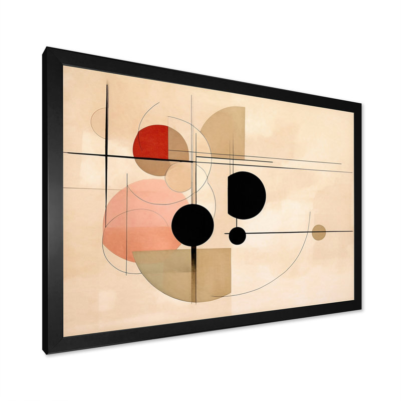 Beige géométrie en mouvement VII, Cadre photo noir, H 16 po x l 32 po x P 1 po