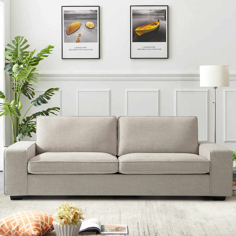 Adelmina Upholstered 88.6'' Sofa, Beige Chenille