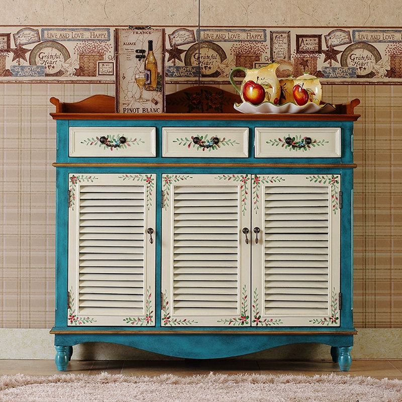 Banc de rangement bleu en bois manufacturé, Blue