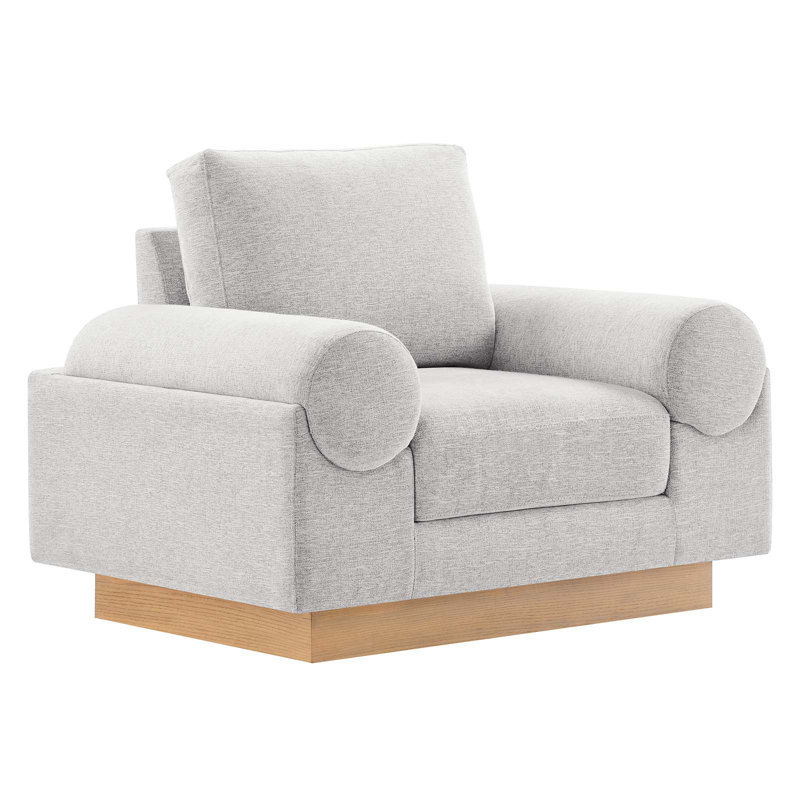Modway Oasis Upholstered Fabric Armchair, Light Gray 100% Polyester