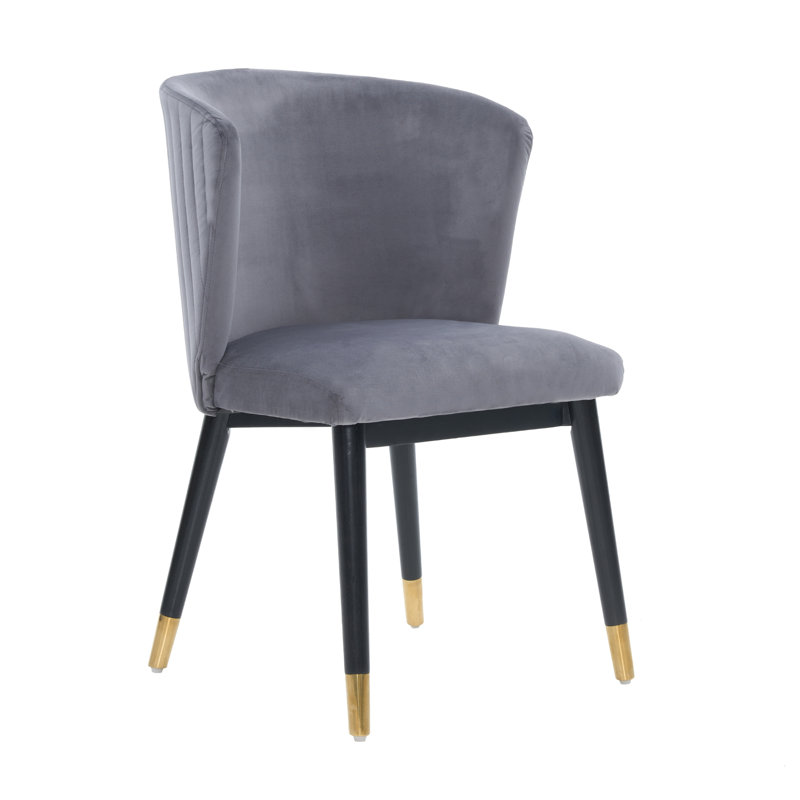 Single Sofina Modern Velvet Dining Chair, Tufted Back, Wooden Frame, Grey