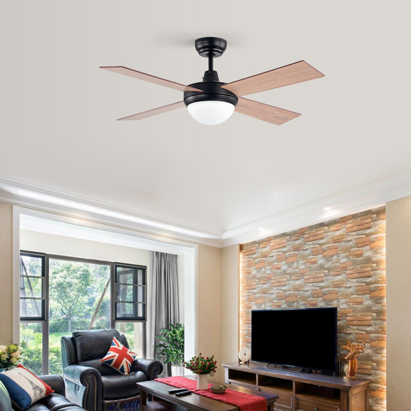 44'' Ceiling Fan with Light Kit, Black