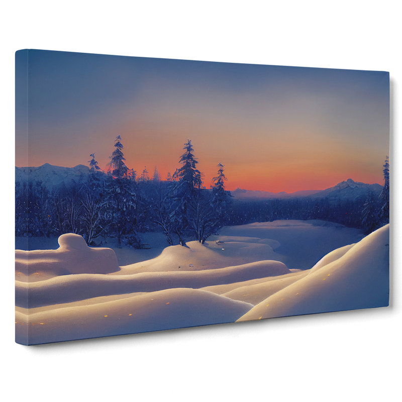 XXX-H1022-WF-10250X Winter Sunset Landscape Vol.1 - Wrapped Canvas Painting, 35cm H x 50cm W x 3cm D