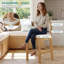 Tabourets de bar en bois avec dossier en rotin naturel (ensemble de 3)-819419672