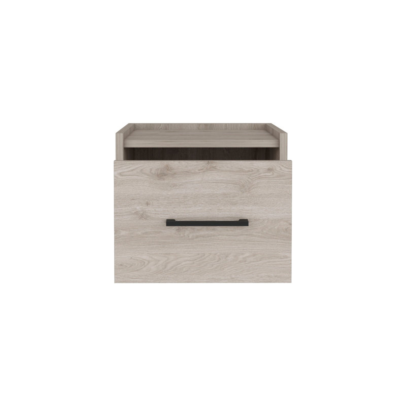 Normant 10" Gray Wood One Drawer Floating Nightstand