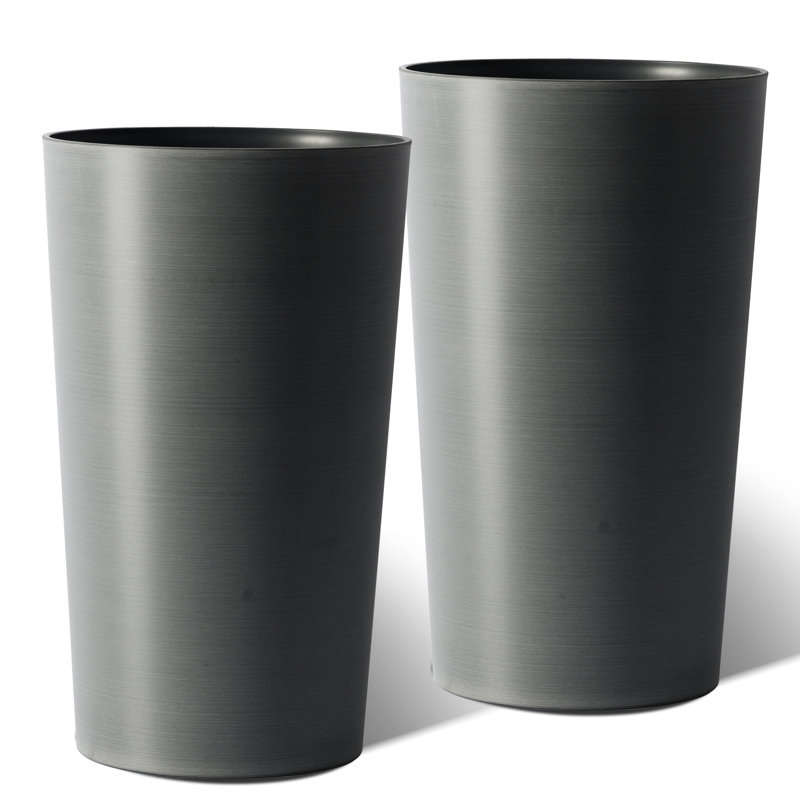 Paquet de 2 boîtes à fleurs grises, 21,7 po, en polypropylène, résistant aux intempéries, pour balcon et porche, gris, Gray