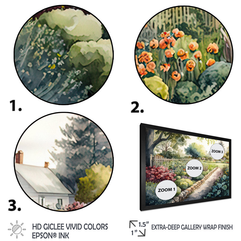 «Fresh Garden at the Cottage III», reproduction sur toile, Cadre noir, L 32 po x H 24 po