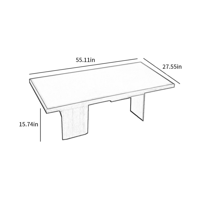 Table basse simple en bois massif, H 15,74 po x L 55,11 po x l 27,55 po