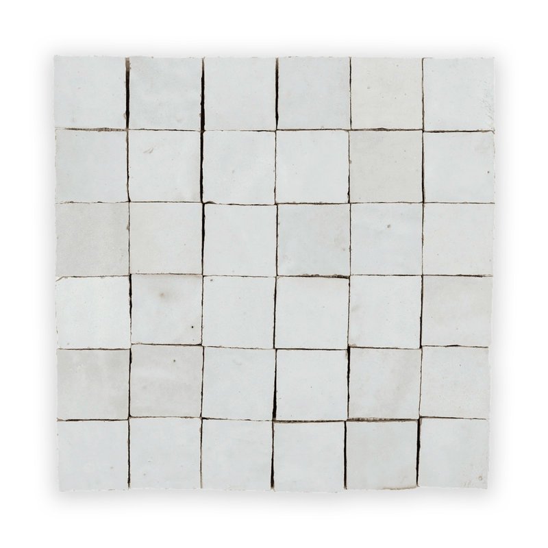 Carrelage mural carré blanc mosaïque zellige 2 po x 2 po Gardenia, Blanc