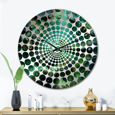 Green Crystal Geode Fusion - Abstract Marble Wall Clock