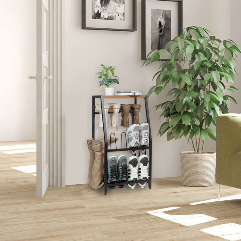 Étagère de rangement pour chaussures en bois d'acacia