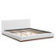 Elegant White Fabric Upholstered Bed With Nice Wood Grain Textured Solid Wood Base Frame,White,King
