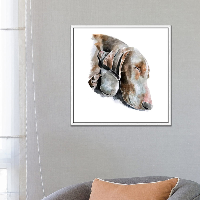 Love Eternal Weimaraner - Painting on Canvas, 66.04 cm H x 66.04 cm W, White Framed