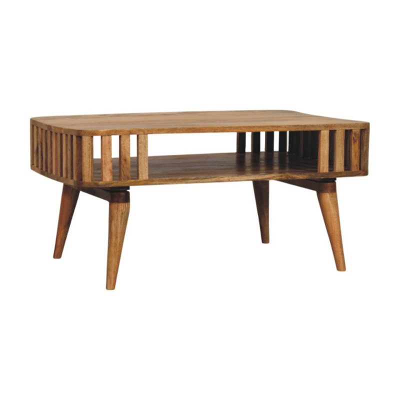 Solid Wood Slatted Oak-Ish Coffee Table
