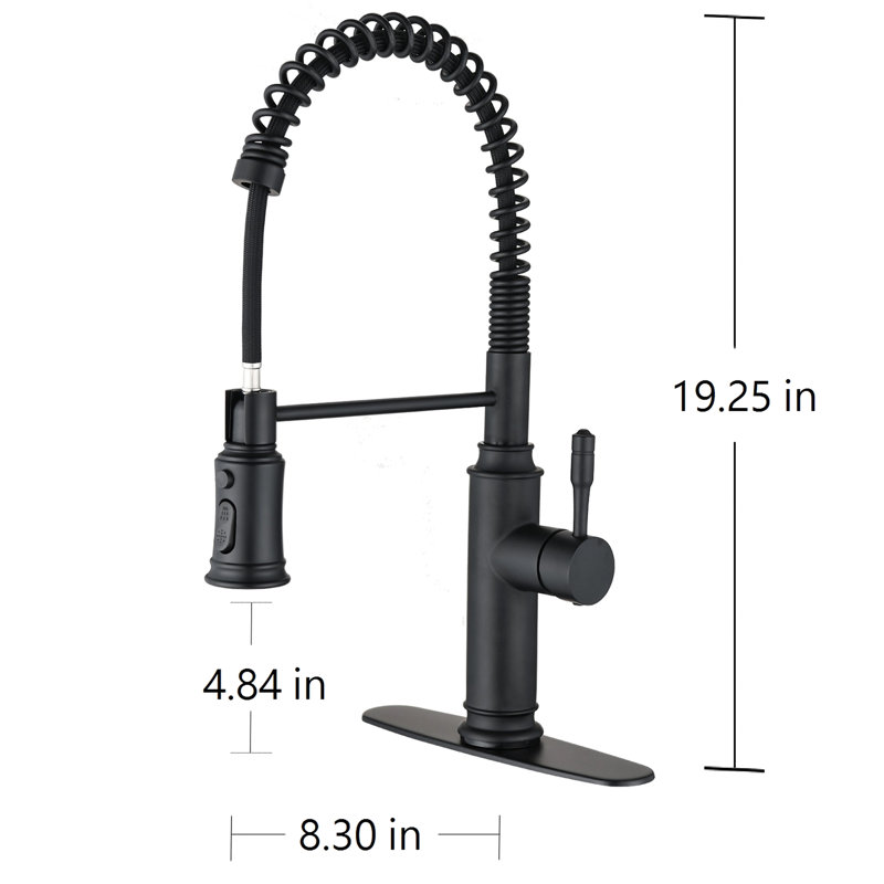 Robinet de cuisine tactile avec tirette - Finition noir mat en acier inoxydable, buse rotative à 360 ° pour une pratique de nettoyage complète de l'évier, qualité anti-rouille et anti-rouille, débit de température d'eau simple