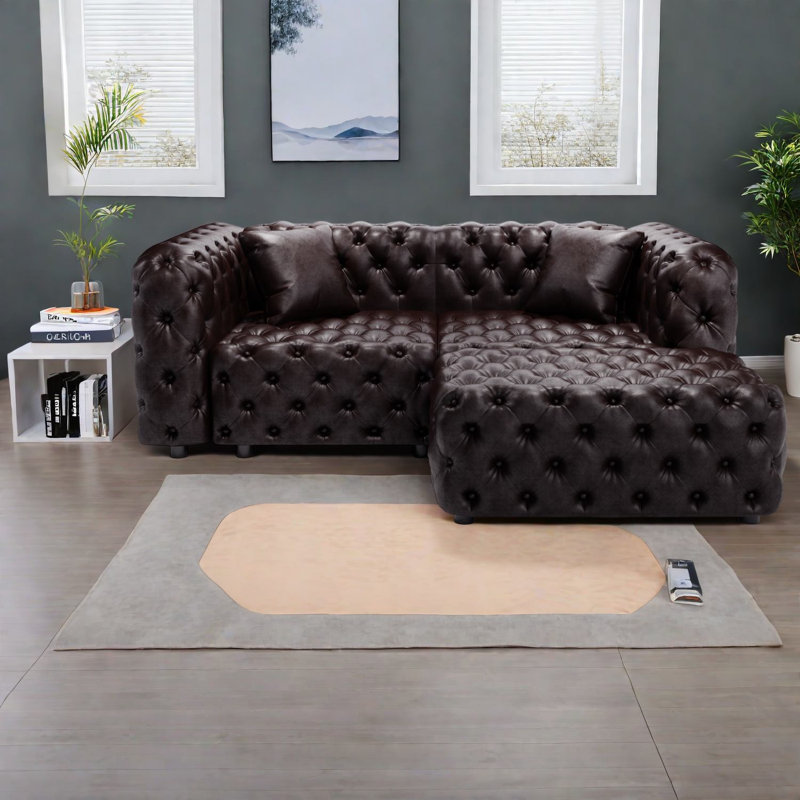 Canapés modulaires à compression, canapé moderne capitonné en similicuir pour la maison