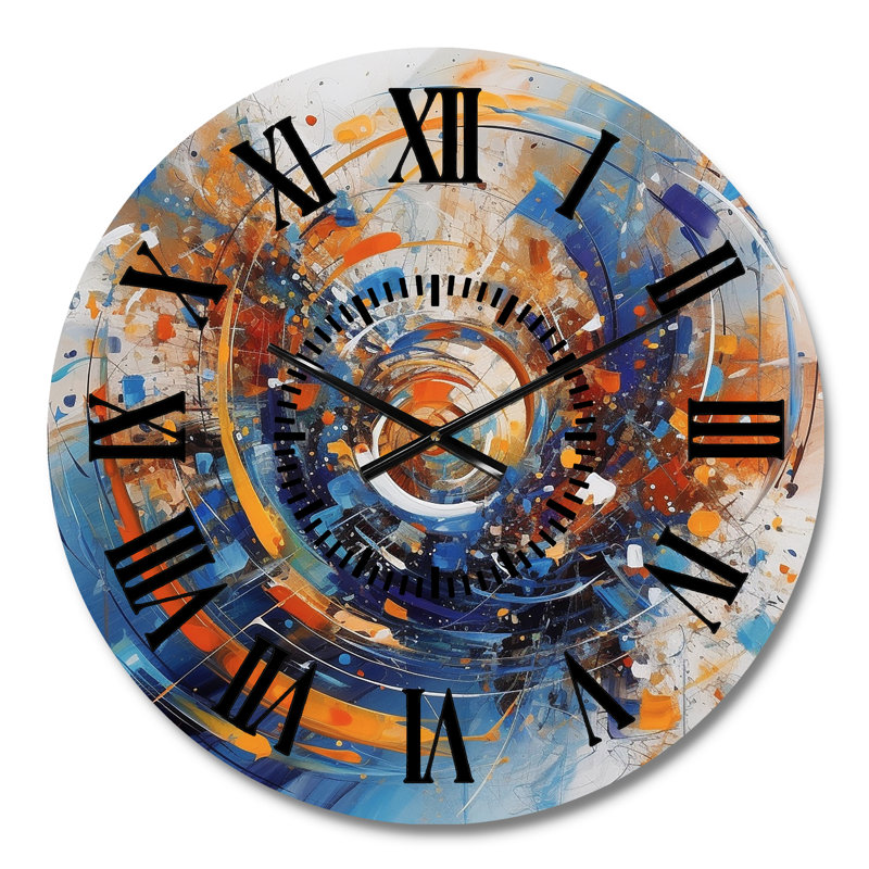 Horloge murale bleue et orange, Médium